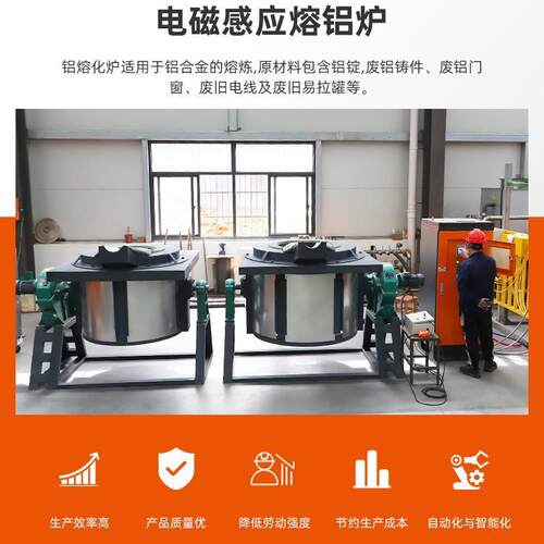 感应熔铝炉IGBT智能电磁感应熔炼炉废旧金属铝合金再生翻转熔化炉 - 图0