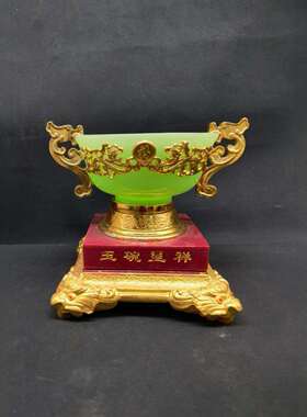 夜光树脂玉碗装饰品摆件琉璃玉碗呈祥家居玄关夜光摆件进宝