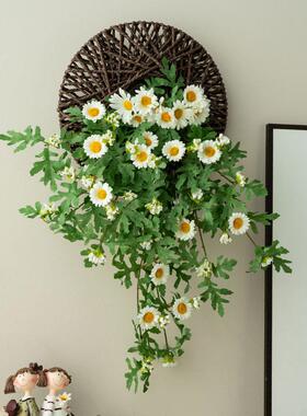 北欧仿真小雏菊墙面装饰挂件墙壁假花藤蔓绿植物电视背景遮丑改造