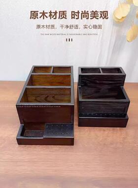 美甲工具收纳盒打磨机打磨头笔刷子用品大容量桌面收纳胡桃色