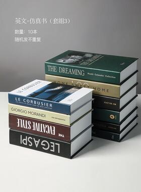 新款贝汉代美现英文彷书真书假书北道欧简约柜装饰书套创意具书盒