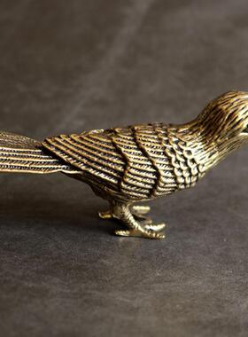 摆件装饰工艺礼品摆饰礼品纯铜黄铜家居招财聚财覆古喜鹊鸟小铜器