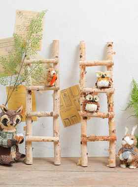 幼儿园装饰实木阶梯田园风格自然角落商店展示拍摄道具斯堪的纳维