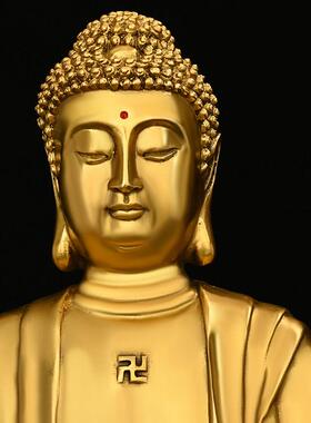 大日如来佛祖摆件纯铜天坛佛家用供养佛像大号坐莲花释迦牟尼佛铜