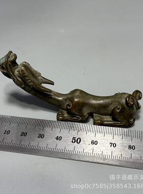 复古铜质瑞兽摆件仿古铜雕龙形文玩把件中式茶桌茶宠桌面装饰收藏