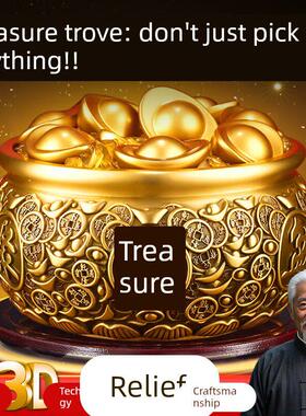 黄铜聚宝盆家用实心客厅办公室招财聚财玄关米缸存钱罐家居摆件