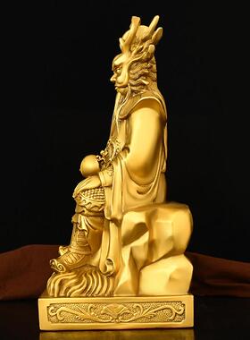 纯黄铜龙王爷坐龙椅像铜像工艺礼品摆饰家用供养玄关佛像摆件四海