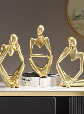 酒柜装饰品摆件轻奢高档 思考者客厅家居高端大气上档次玄关摆设