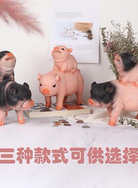 大猪背小猪 存钱罐 树脂工艺品