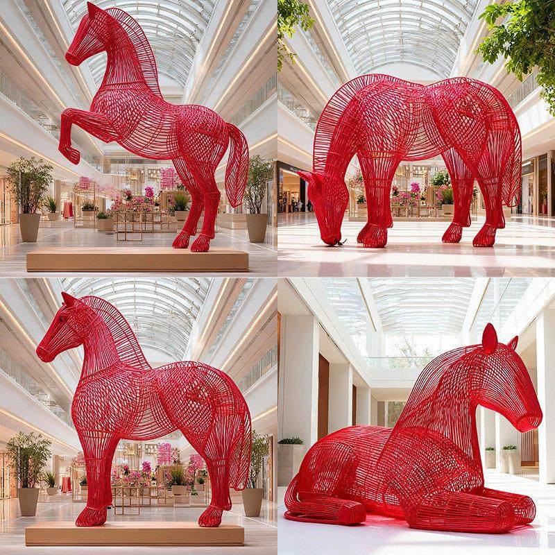 铁艺不锈钢镂空马雕塑户外园林景观动物装饰新年马年美陈小区摆件,淘宝优惠券,粉丝福利购,淘宝优惠卷