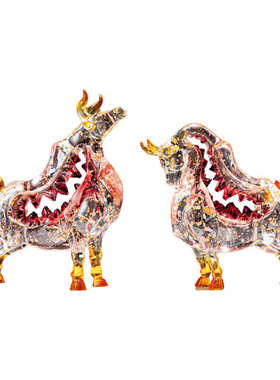 牛转乾坤水晶牛摆件客厅电视柜家居装饰品高档办公室桌面玄关摆设