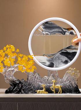 新中fcslsbj关式入客门玄财树流沙画摆件轻奢高档办公室厅电视柜