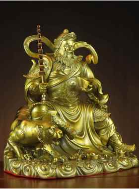 全黄铜武财神赵公明虎财神神像骑虎财神供奉摆件大号赵元帅