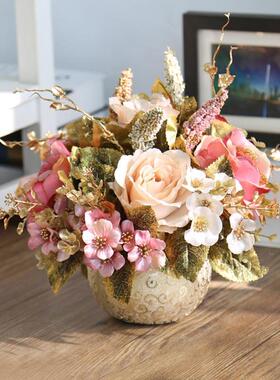 欧式彷真花套装假花瓶装饰花绢花客厅室内餐桌摆件插花艺盆栽摆设