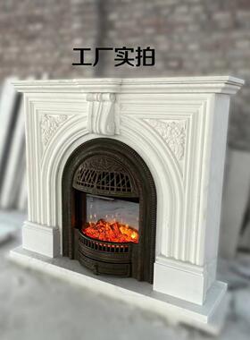 天然法式大理石壁炉架客厅装饰简约摆件法式现代石雕手工雕刻定制