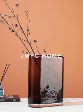 简约玻璃客厅茶几插花器摆件样板间餐厅吧台桌面插干花瓶软装饰品