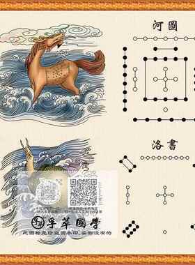 河图洛书装饰画 星宿挂画 龙马神龟复古风格书房装饰