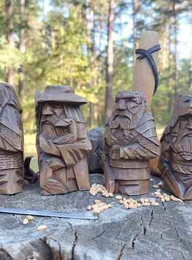 跨境奥丁新款异教徒神像北欧神话宗教中世纪复古怀旧仿木雕摆件