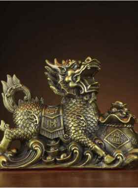 杨铜记麒麟摆铜元宝麒麟GAC钱袋麒麟铜聚件宝盆麒麟