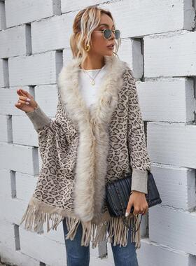 Woolen collar shawl knitted jacket
