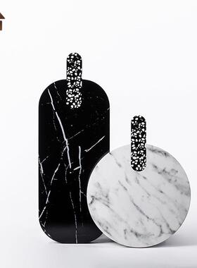 现代侘寂风黑白条纹砧板摆件客厅餐桌切菜板厨房面包板家居装饰品