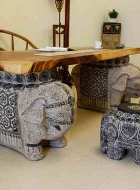 大象换鞋凳招财创意客厅大象凳子中式乔迁礼品落地摆件坐凳花盆墩