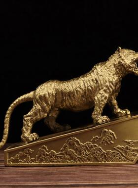 铜肖老虎品上山虎生虎摆件工艺虎啸0117山河