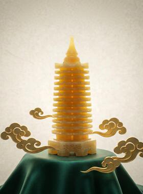 天然玉石文昌塔九层十三层书房办公室学生文昌塔摆件金榜题名礼物