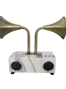 简约现代复古大理石留声机样板间家居客厅书房创意桌面装饰摆件