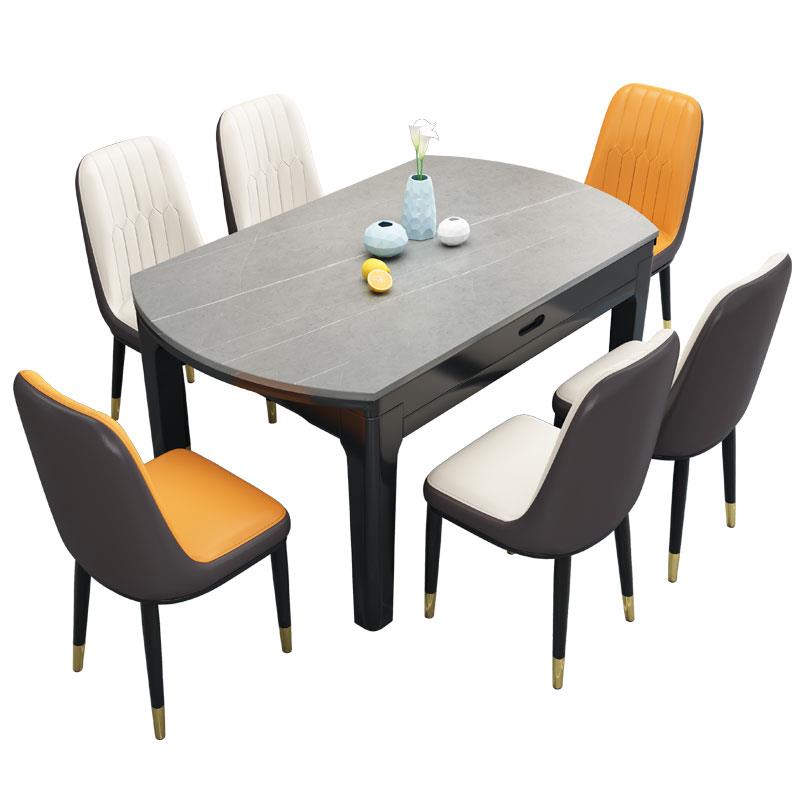 岩板餐桌椅组合可折叠伸缩圆桌现代简约家用小户型长方形吃饭桌子