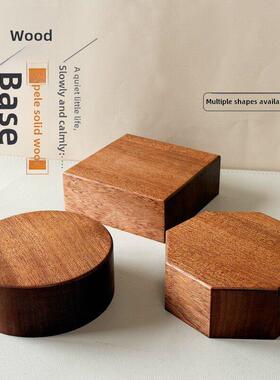 Sapele木基地乌木花瓶工艺品桌面加厚的高架定制创意实木基地