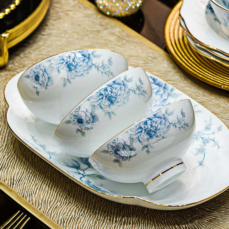 2025新款碗碟套装家用景德镇高端白瓷餐具套装手绘描金高级感送礼,淘宝优惠券,粉丝福利购,淘宝优惠卷