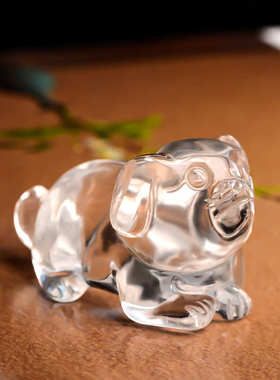 天然白水晶十二生肖小摆件本命年属猪吉祥物家居饰品客厅桌面摆设