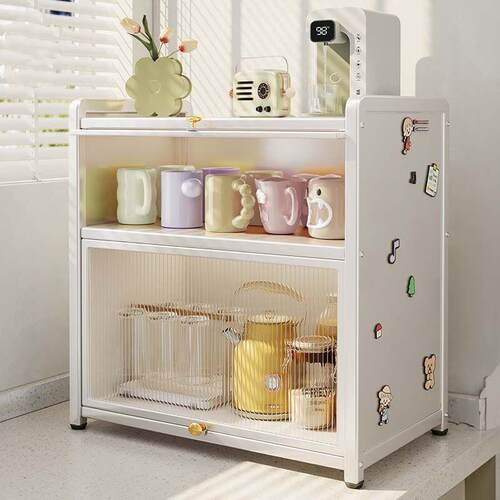 杯子收纳柜多层带门防尘杯架台面水杯架奶瓶收纳柜桌面储物置物架 - 图3