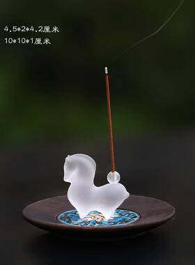 琉璃茶宠小马香插摆件居家客厅茶室办公熏香线香香器茶具配件用品