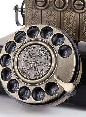 派拉蒙电话机旋转拨号座机摆件金属商务复古办公桌模型摄影道具