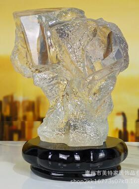 透明落叶石头镶嵌树叶工艺品摆件酒店大堂大厅样板房间客厅摆件