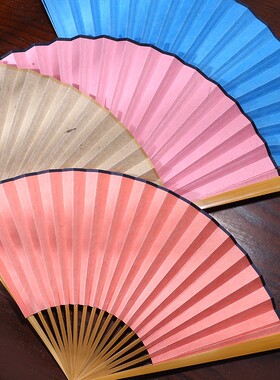 夏季古风男款女款水磨玉竹折扇文玩扇收藏扇空白苏工宣纸书法扇子