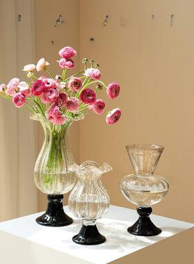 中古风透明洒金琉璃花颜值客餐厅花插花级感卧室装饰品