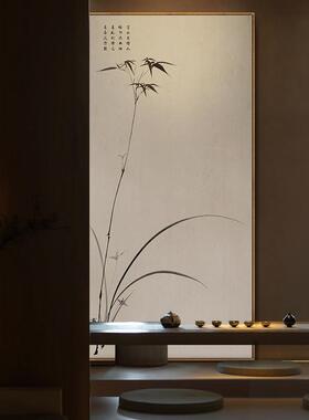 宋代美学中式挂画客厅竹子竖版装饰画中古风茶室玄关背景墙壁画框