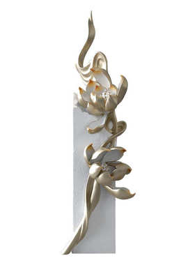 玄关雕塑现代简约荷花落地摆件客厅电视柜沙发旁家居装饰品新中式