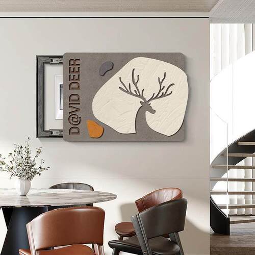 电表箱装饰画麋鹿新款现代简约免打孔高级感餐厅电闸箱遮挡挂画 - 图1