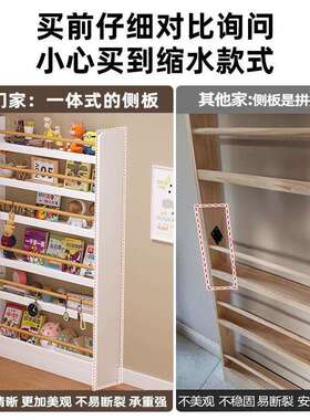 门后书架靠墙收纳柜落地多层实木置物架家用壁挂儿童书柜薄柜