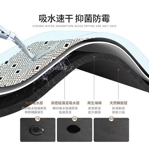 家用厨房防油防滑吸水地垫硅藻泥柔软耐脏好打理可定制防摔地毯 - 图0
