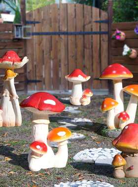 仿真蘑菇玻外璃户钢CTQ雕塑庭院花园摆件装园林景观小品售楼部公