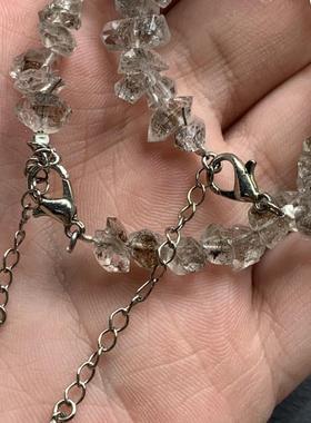 天然巴基斯坦油胆闪灵钻手链双尖头黑黄闪灵手链饰品圆珠原石手串