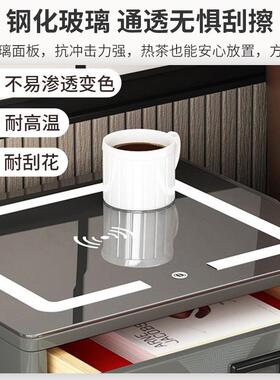 保险柜床头柜一体现代简约卧室智能床边轻奢岩板家用带锁储物柜子