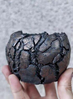 【特价】爆裂鸡蛋壳陶瓷花盆 黑陶透气块根植物花盆 小号多肉盆器