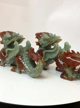 钰程本命年玉器 28厘米岫岩玉石飞天青龙摆件办公室桌面摆放吉祥