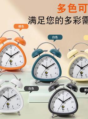 头卡通金属打钟铃静音生闹钟学起床小巧可爱卧室创三角打铃意闹铃